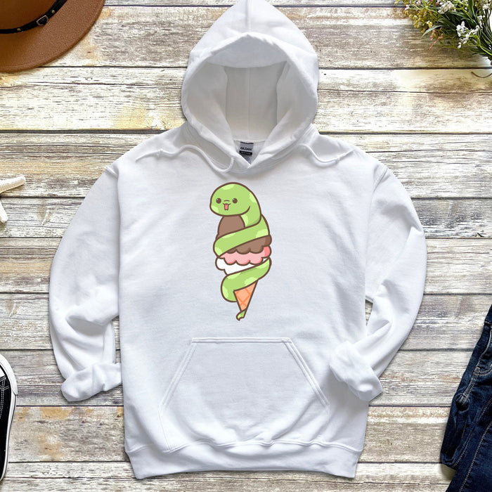 Cute Ice Cream Snake Hoodie |Meme JapaneseAnime Streetwear Cartoon Strawberry Snek Vanilla Chocolate Ice cream Cone