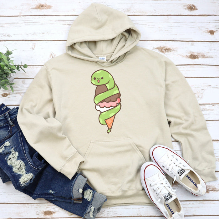 Cute Ice Cream Snake Hoodie |Meme JapaneseAnime Streetwear Cartoon Strawberry Snek Vanilla Chocolate Ice cream Cone