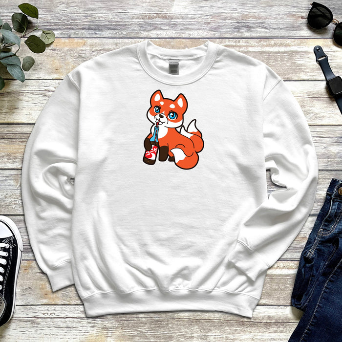 Fox Drinking Soda Sweatshirt