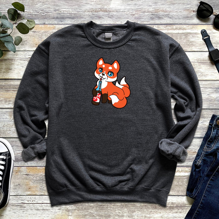 Fox Drinking Soda Sweatshirt