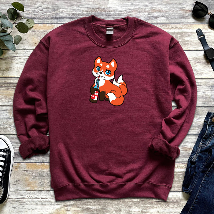Fox Drinking Soda Sweatshirt