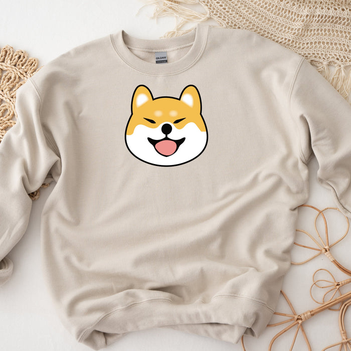 Cute Shiba Inu Face Sweatshirt |Adorable Japanese Streetwear Corgi Lovers Shiba Lovers Puppy Yorkie Terrier Doge Dogecoin Elon Musk