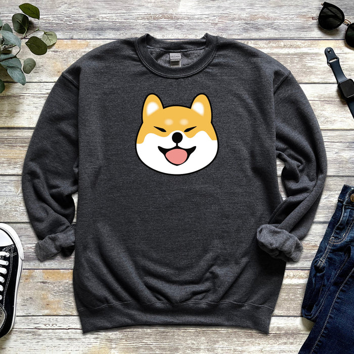 Cute Shiba Inu Face Sweatshirt |Adorable Japanese Streetwear Corgi Lovers Shiba Lovers Puppy Yorkie Terrier Doge Dogecoin Elon Musk