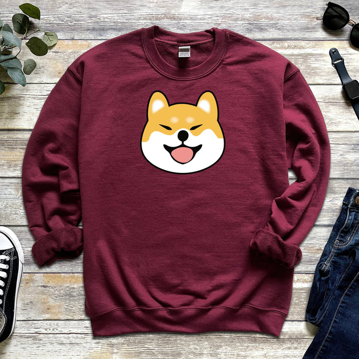 Cute Shiba Inu Face Sweatshirt |Adorable Japanese Streetwear Corgi Lovers Shiba Lovers Puppy Yorkie Terrier Doge Dogecoin Elon Musk