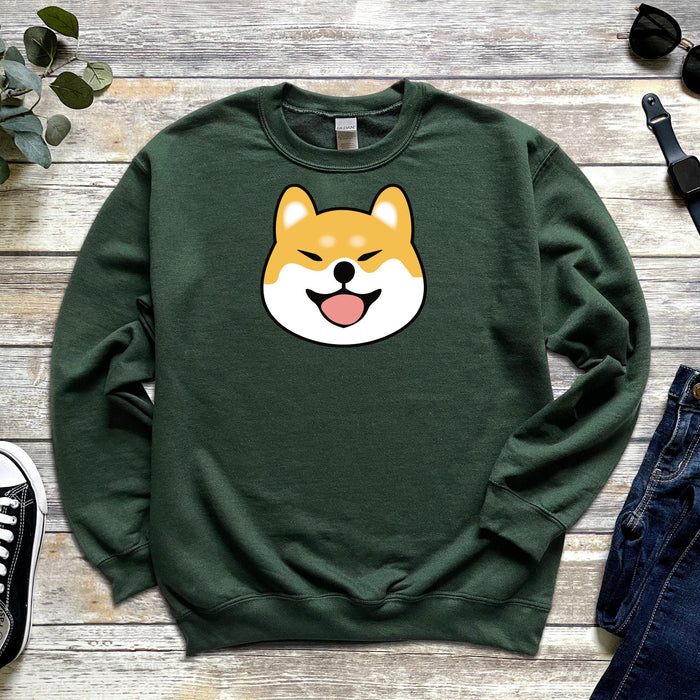 Cute Shiba Inu Face Sweatshirt |Adorable Japanese Streetwear Corgi Lovers Shiba Lovers Puppy Yorkie Terrier Doge Dogecoin Elon Musk