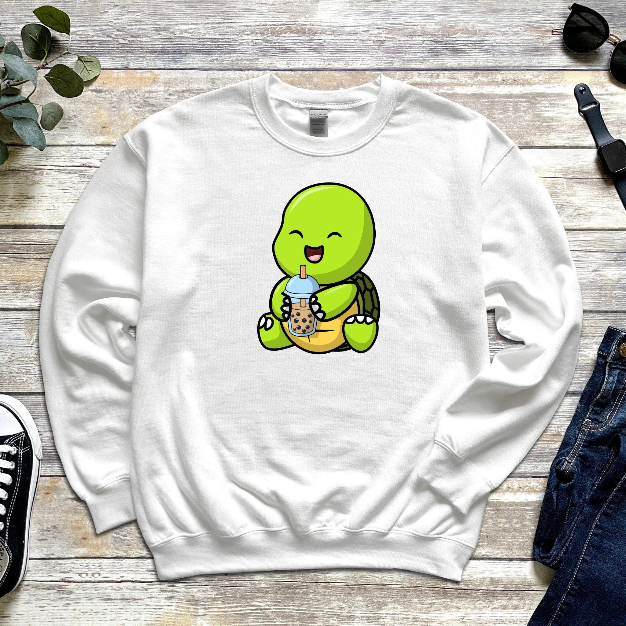 Baby Turtle Drinking Boba Tea Sweatshirt