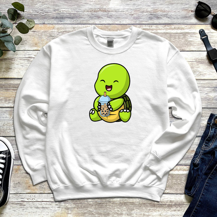 Baby Turtle Drinking Boba Tea Sweatshirt