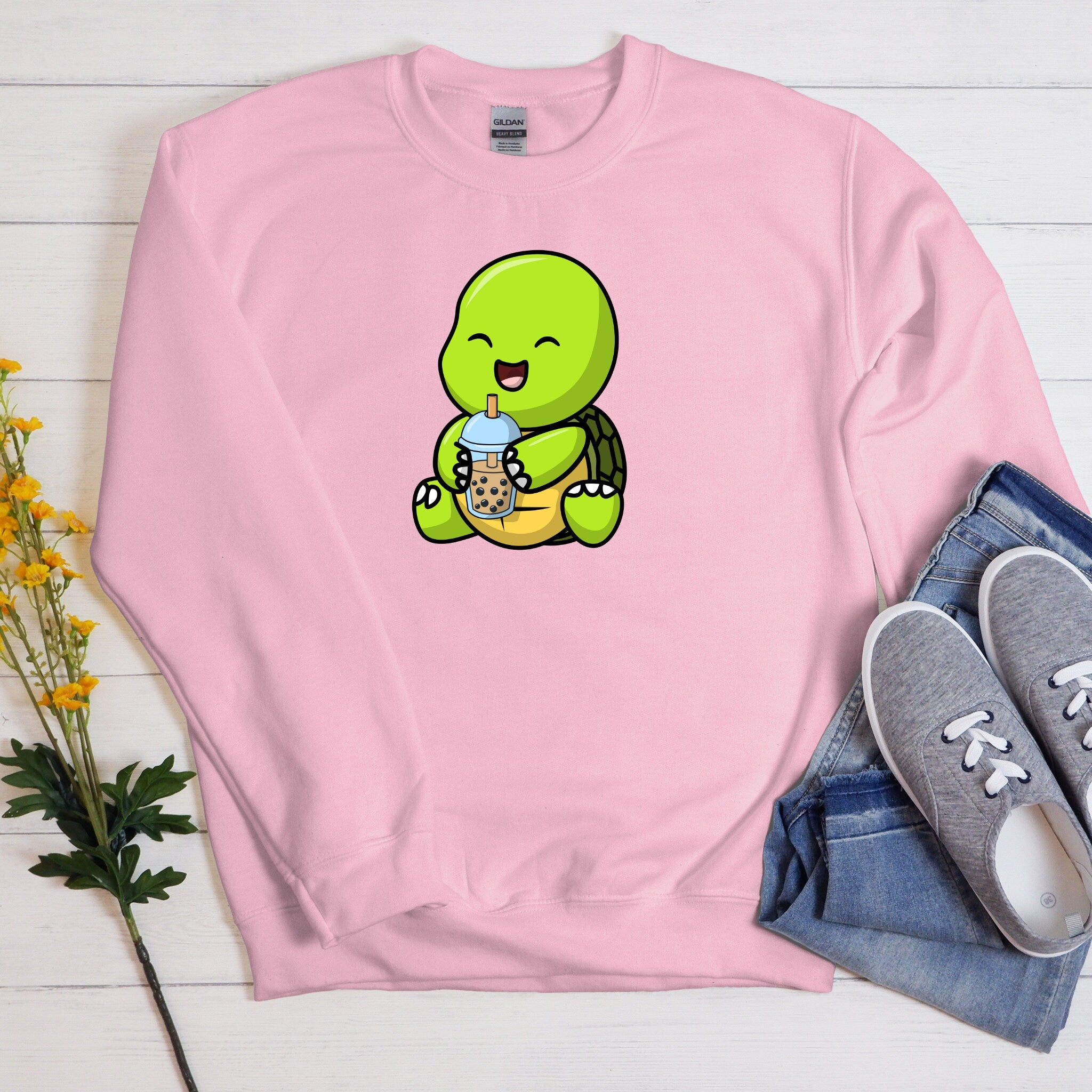 Baby Turtle Drinking Boba Tea Sweatshirt
