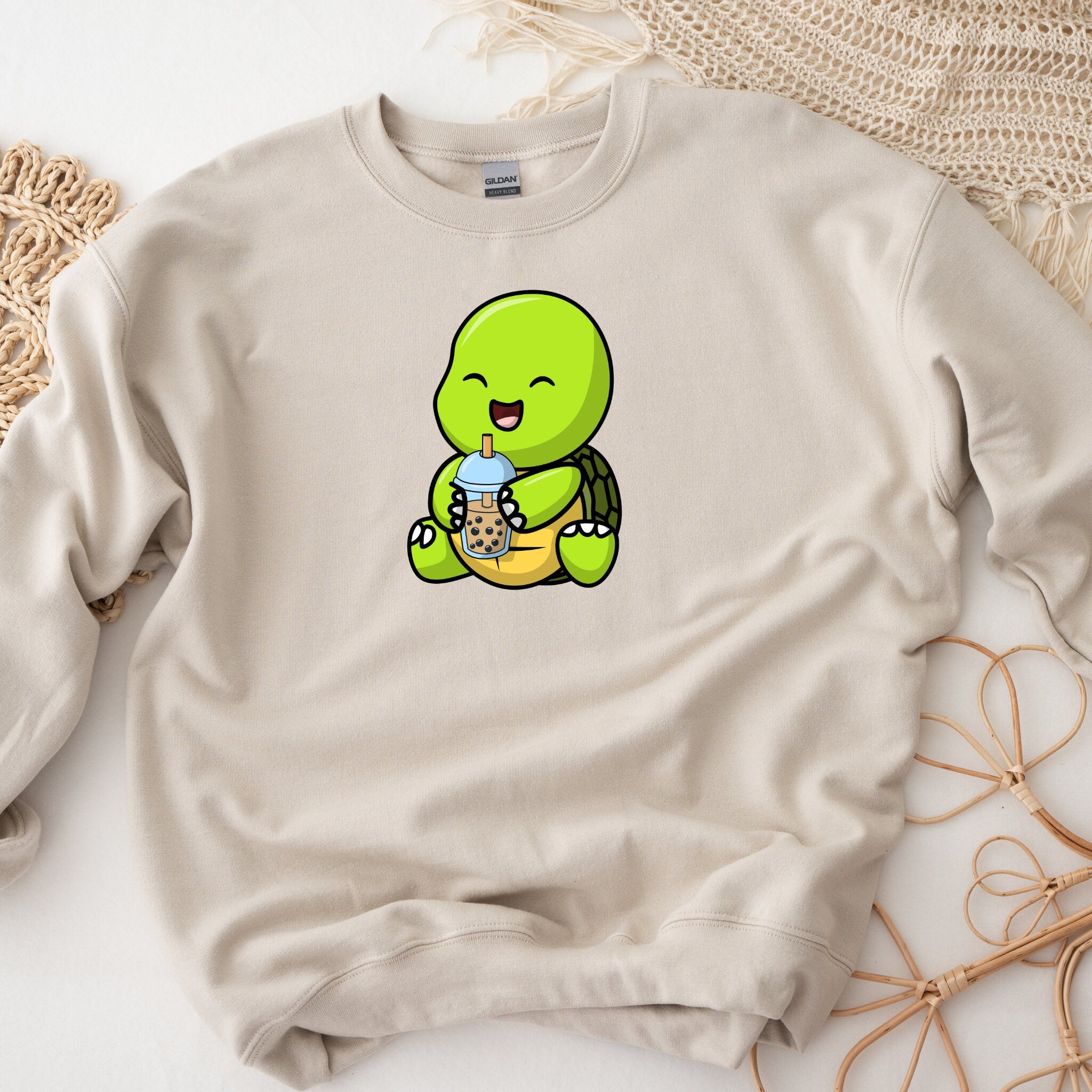Baby Turtle Drinking Boba Tea Sweatshirt