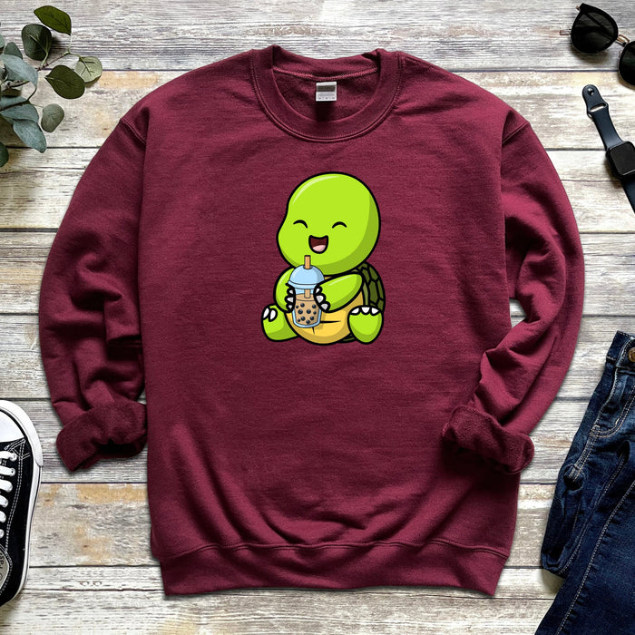 Baby Turtle Drinking Boba Tea Sweatshirt
