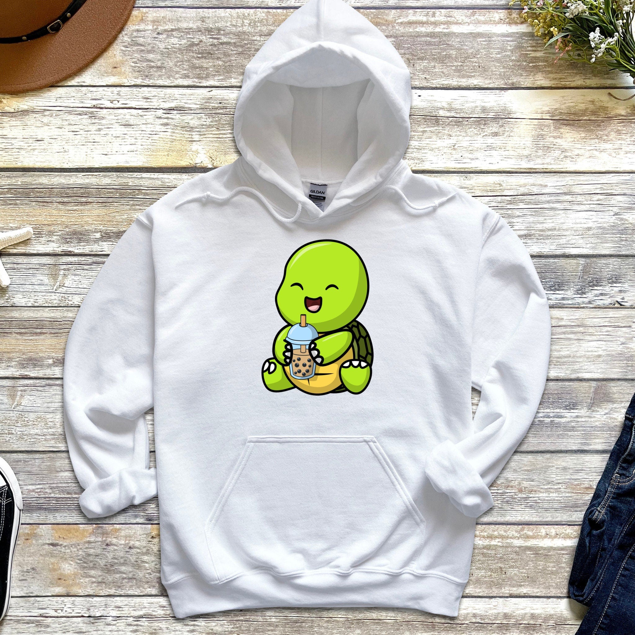 Baby Turtle Drinking Boba Tea Hoodie