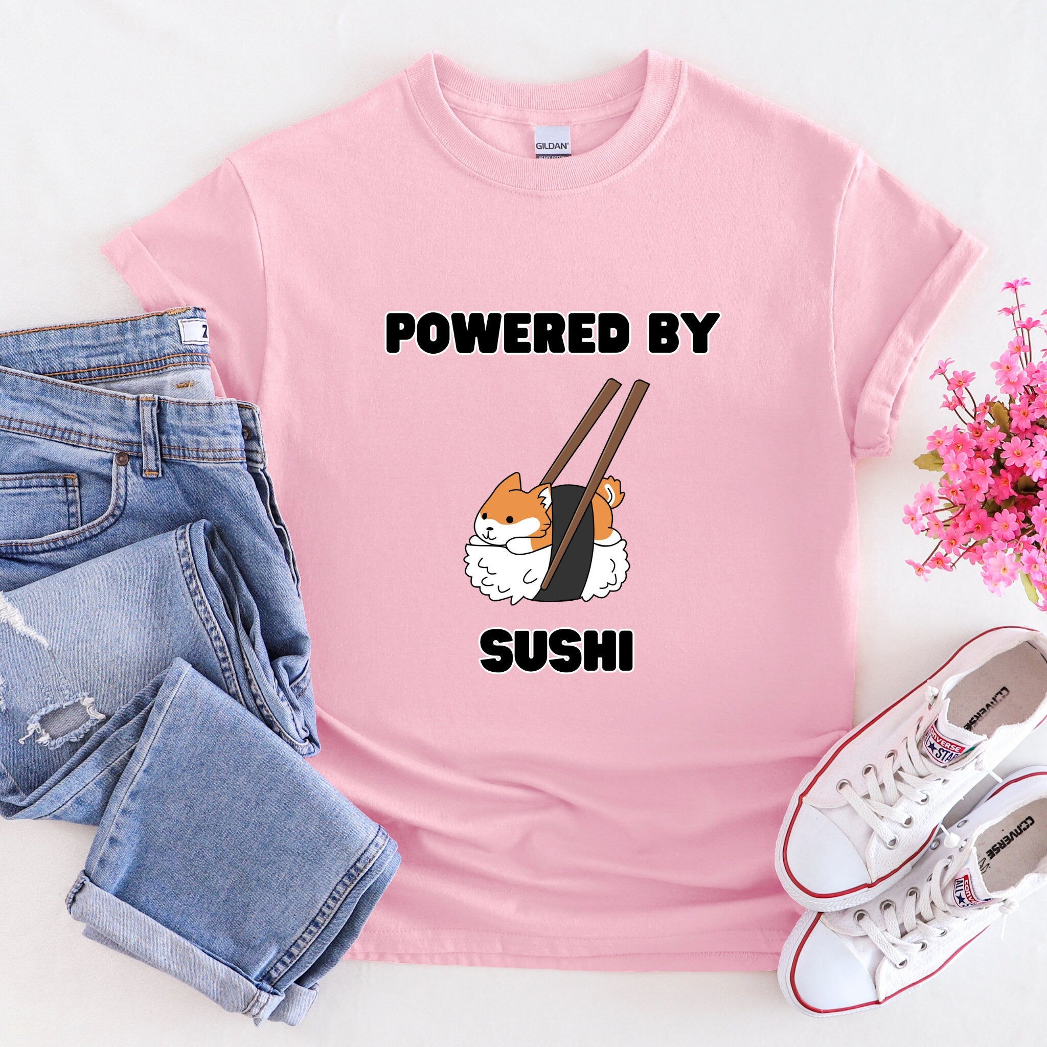 Powered by Sushi Shiba Inu T-Shirt