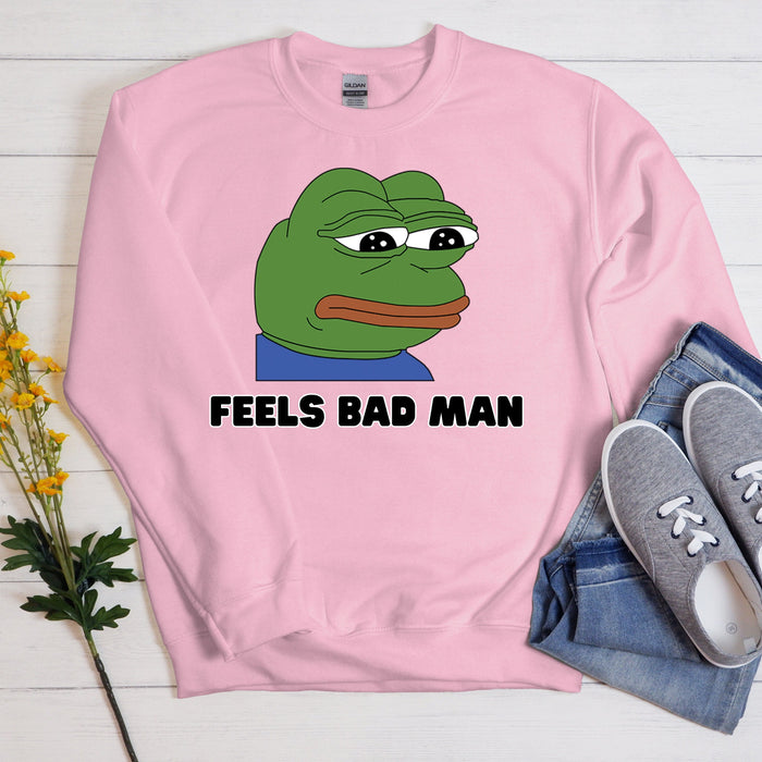 Sad Pepe the Frog "Feels Bad Man" Sweatshirt