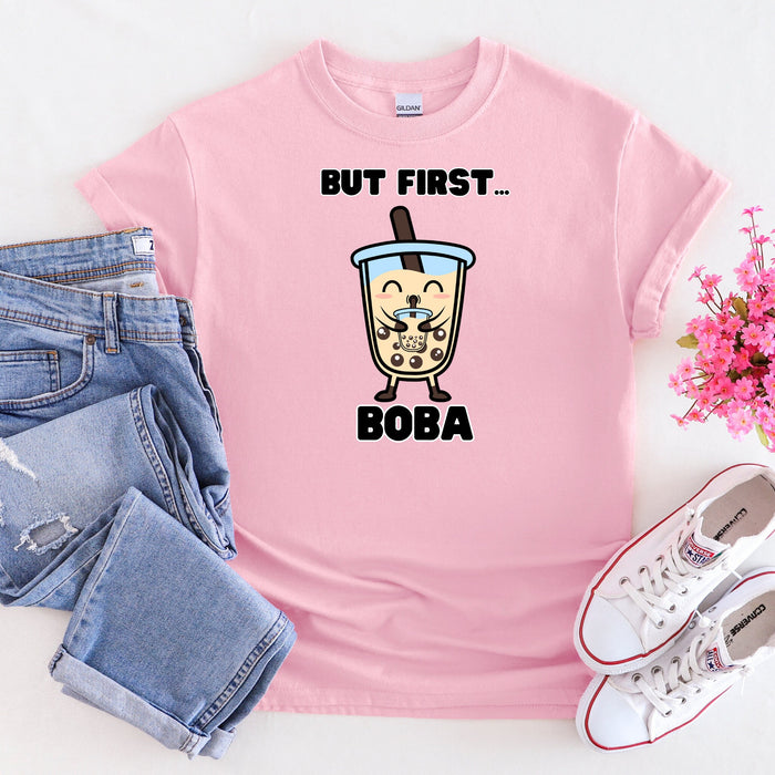 Boba Drinking Boba Tea "But First... Boba" T-Shirt