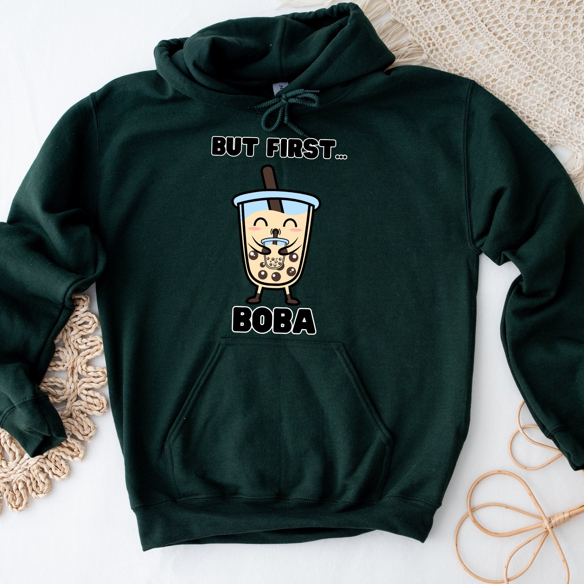 Boba Drinking Boba Tea "But First... Boba" Hoodie