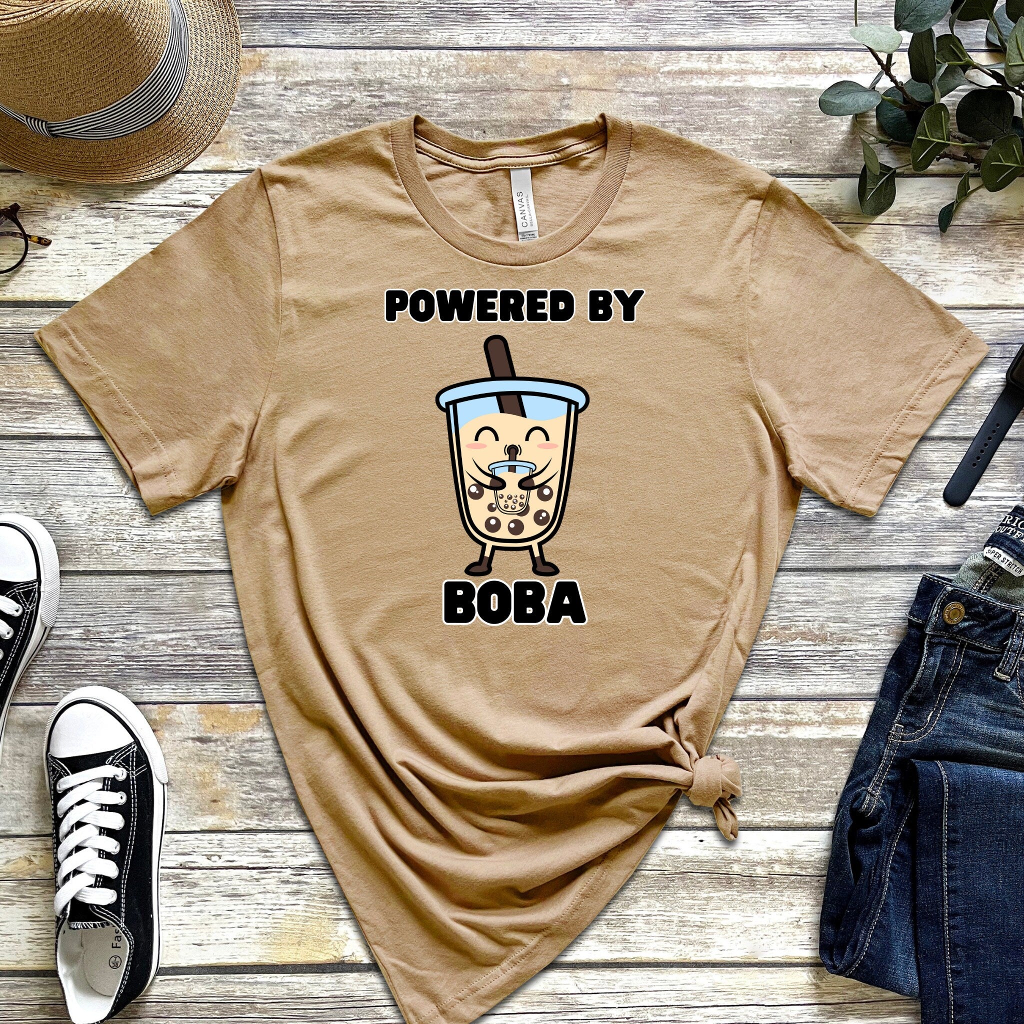 Boba Drinking Boba Tea "Powered By Boba" T-Shirt