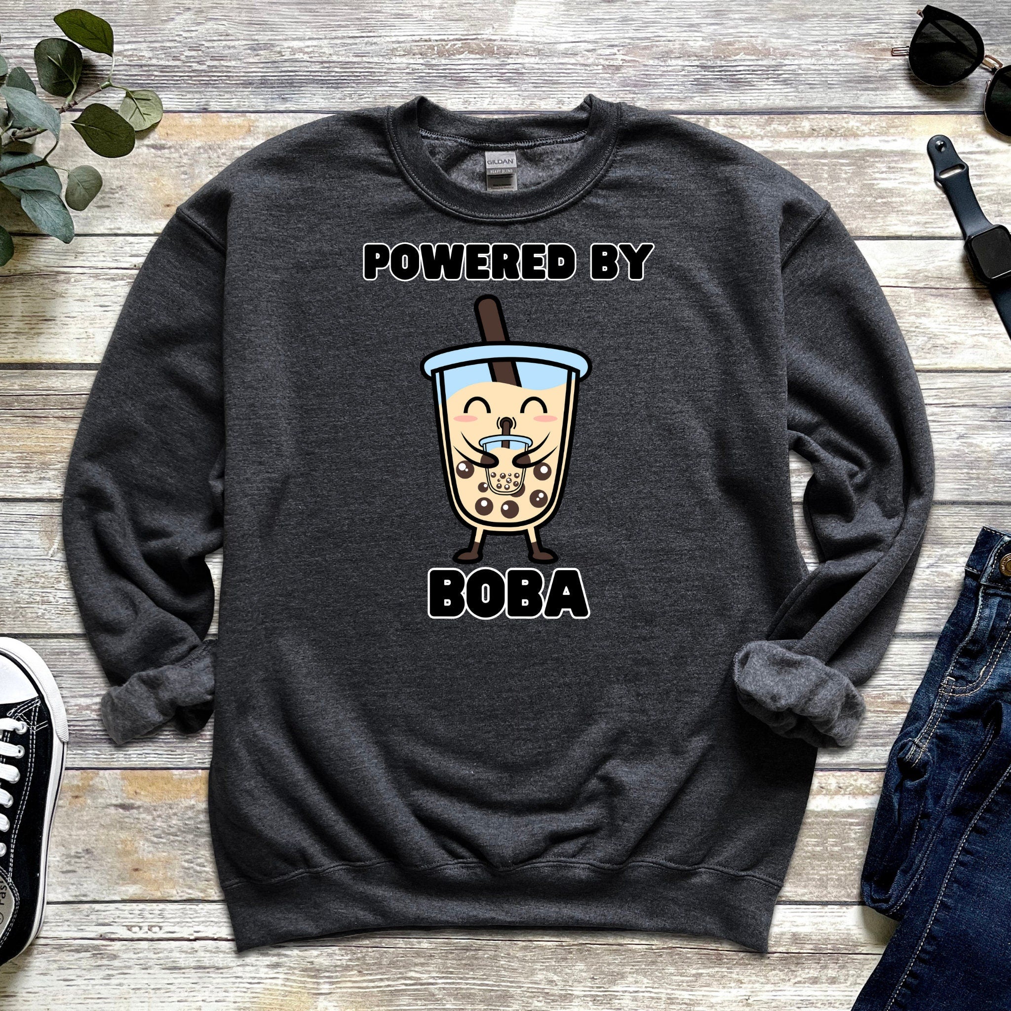 Boba Drinking Boba Tea "Powered By Boba" Sweatshirt