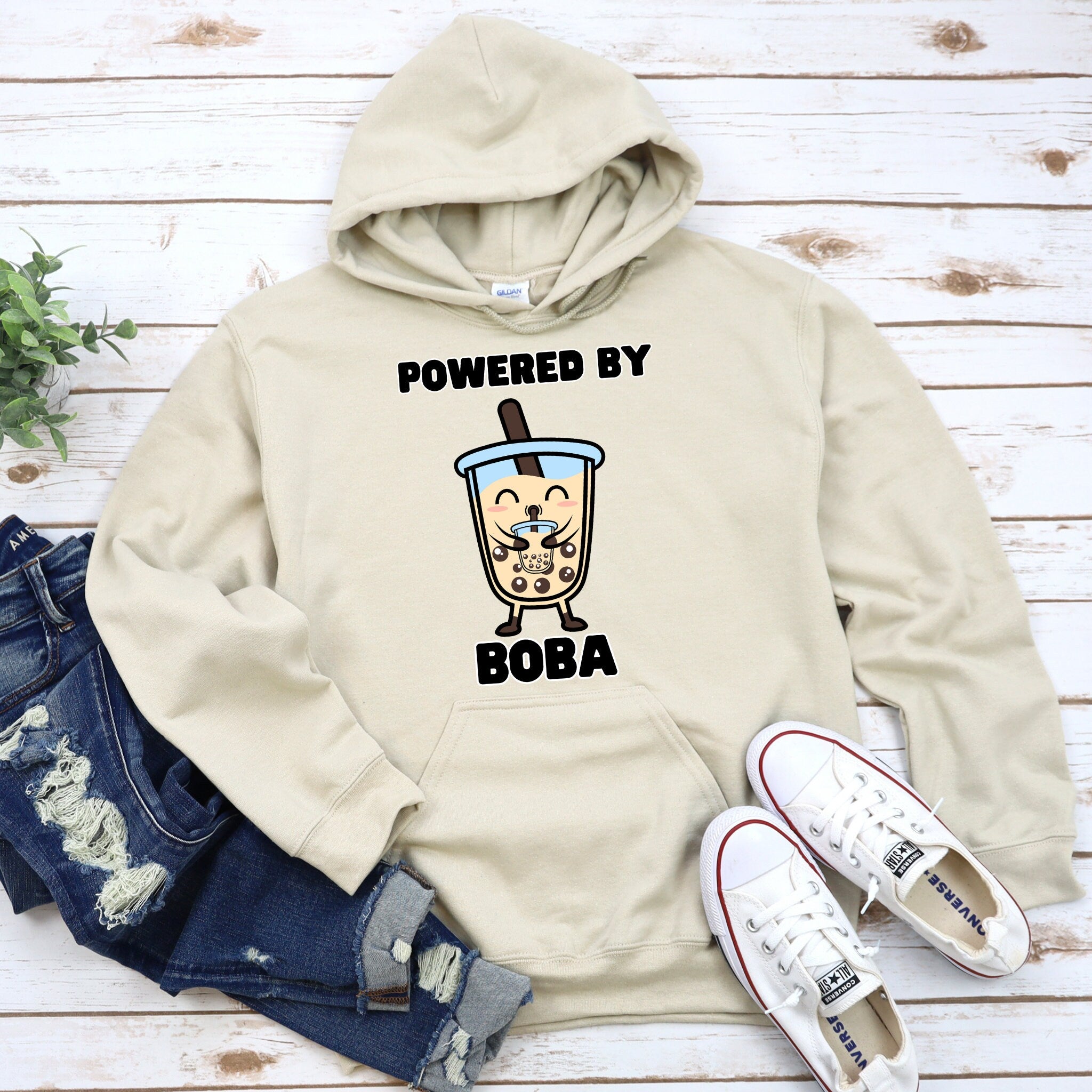 Boba Drinking Boba Tea "Powered By Boba" Hoodie