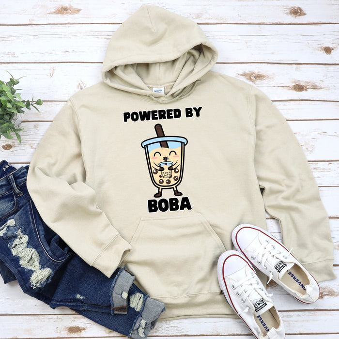 Cute Boba Drinking Boba Tea "Powered By Boba" Hoodie | Baby Adult Bubble Tea Taro Popping BubblesCoffee Lover Japanese Streetwear