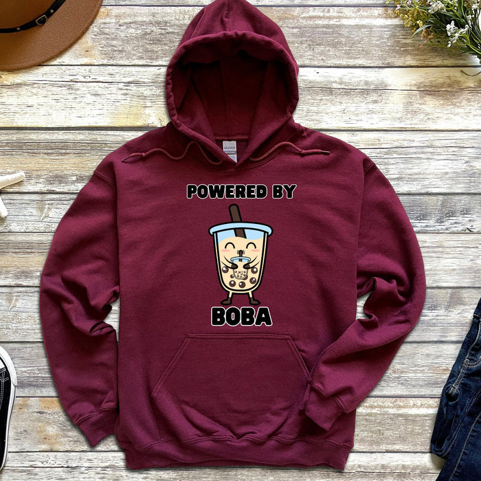 Cute Boba Drinking Boba Tea "Powered By Boba" Hoodie | Baby Adult Bubble Tea Taro Popping BubblesCoffee Lover Japanese Streetwear