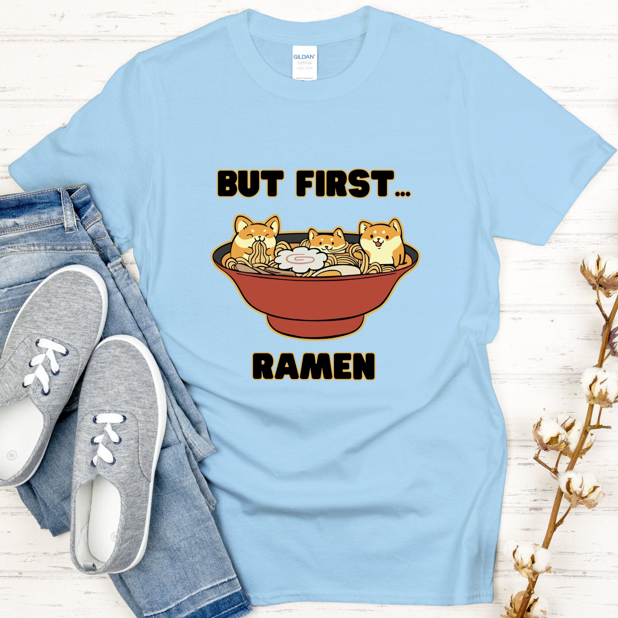 "But First... Ramen" Shiba Inu Ramen Bowl T-Shirt