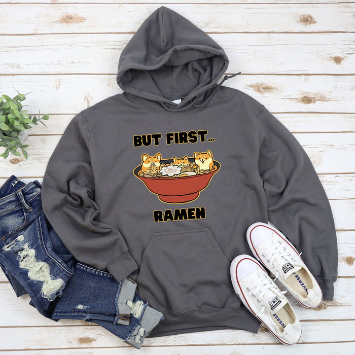 Cute But First... Ramen Shiba Inu Ramen Bowl Hoodie |Adorable Shiba Inu Ramen Bowl Japanese Streetwear Anime Apparel Cartoon