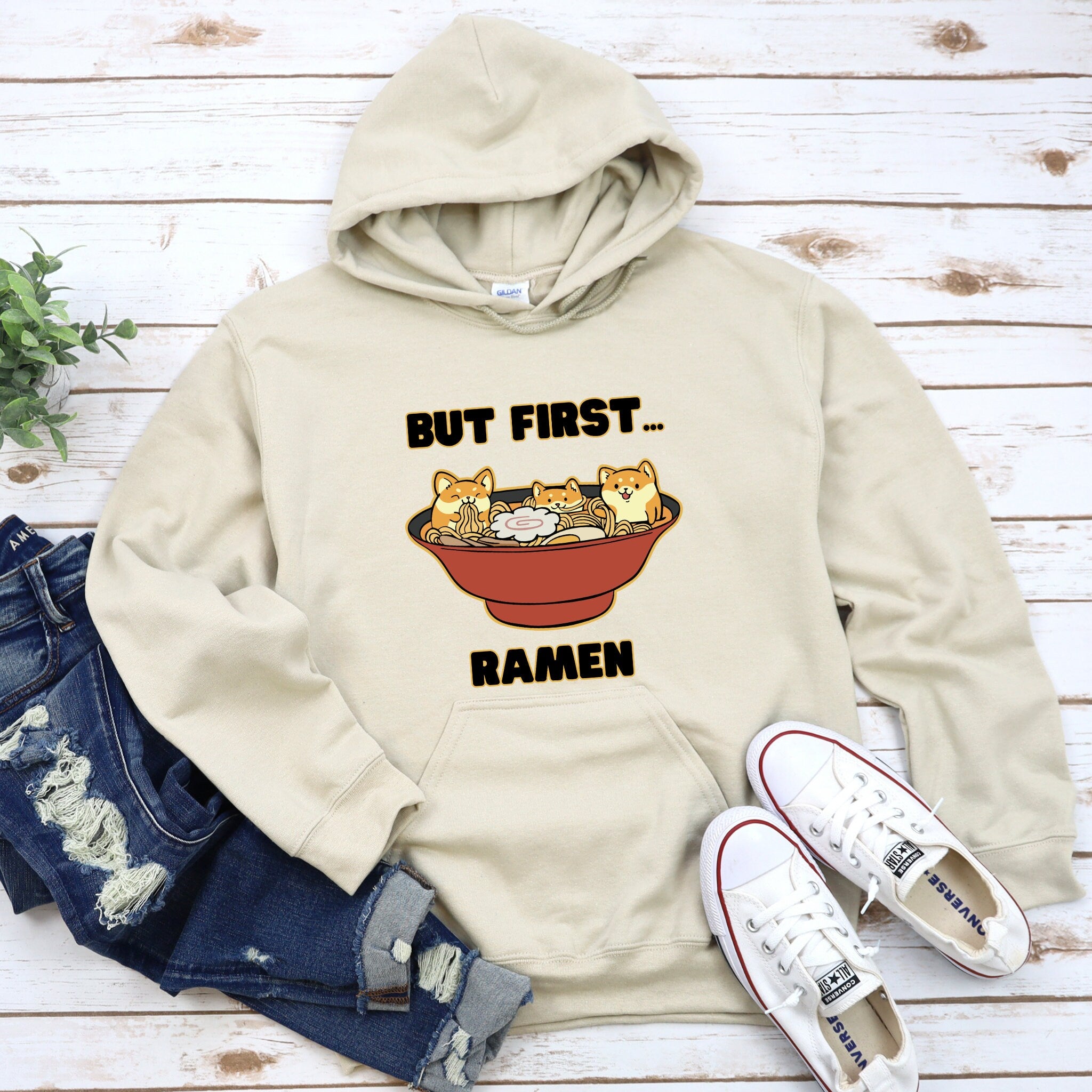 "But First... Ramen" Shiba Inu Ramen Bowl Hoodie