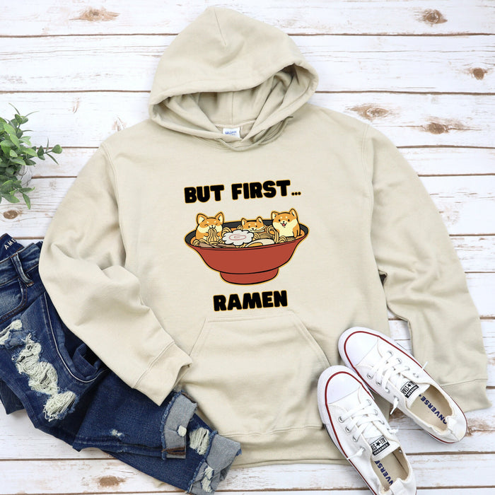 Cute But First... Ramen Shiba Inu Ramen Bowl Hoodie |Adorable Shiba Inu Ramen Bowl Japanese Streetwear Anime Apparel Cartoon