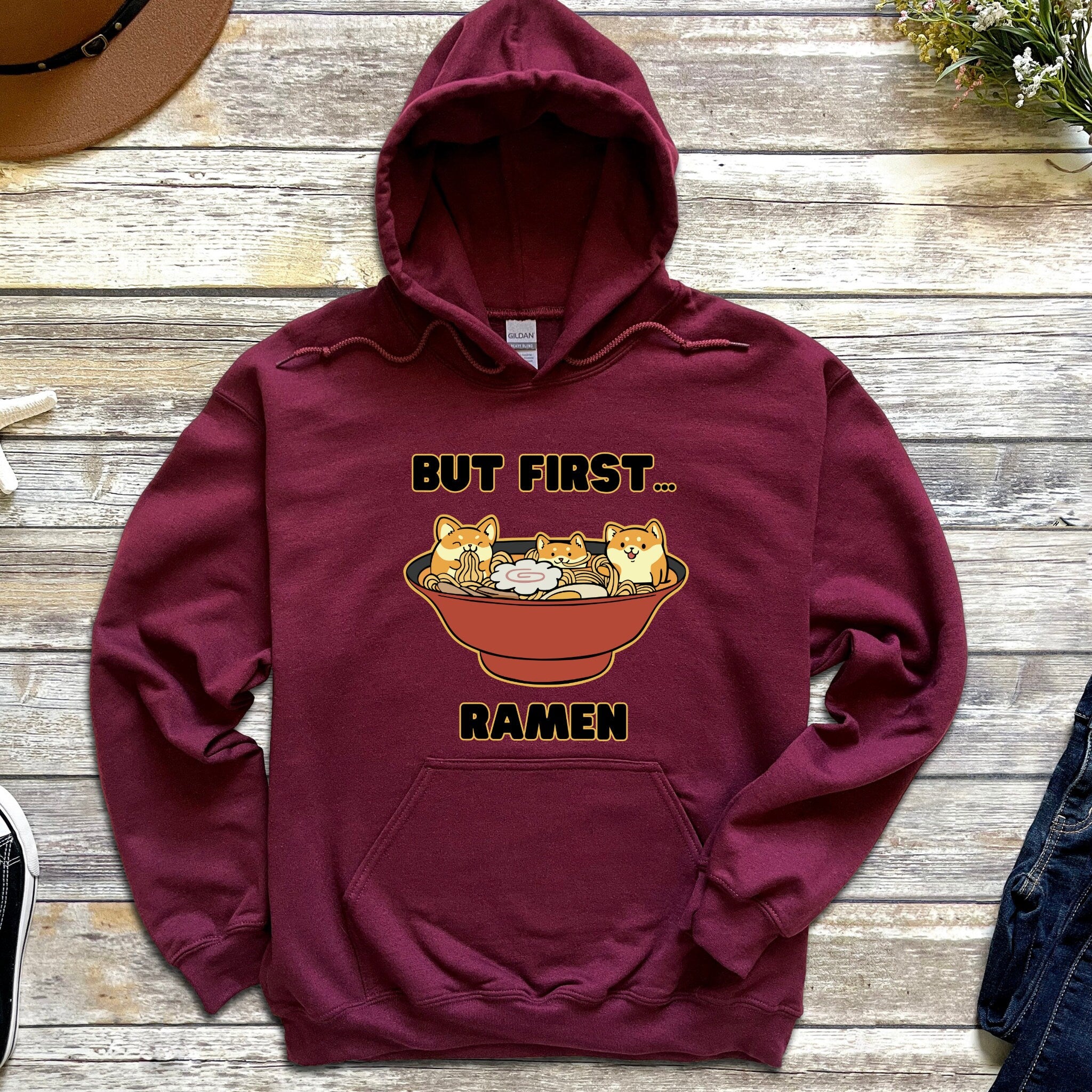 "But First... Ramen" Shiba Inu Ramen Bowl Hoodie