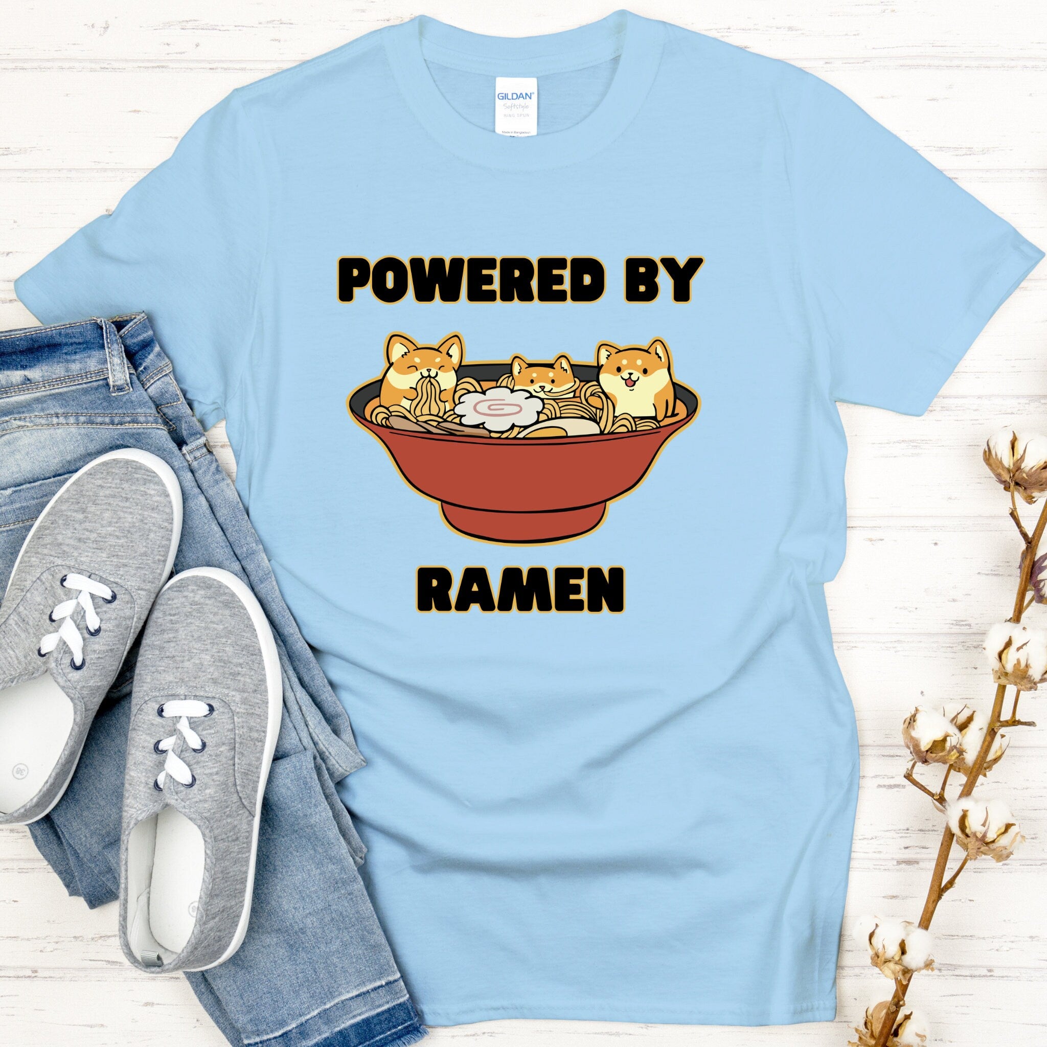 Powered by Ramen Shiba Inu Ramen Bowl T-Shirt
