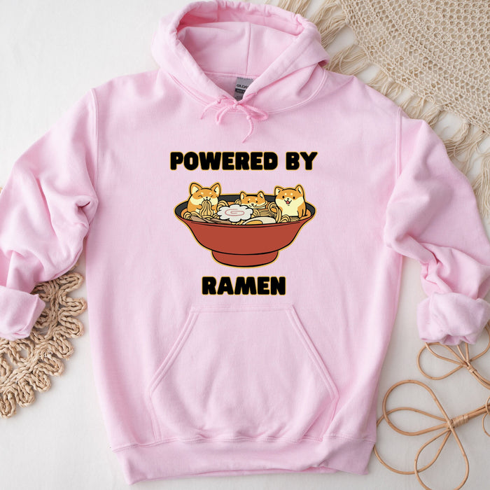 Cute Powered by Ramen Shiba Inu Ramen Bowl Hoodie |Adorable Shiba Inu Ramen Bowl Japanese Streetwear Anime Apparel Cartoon