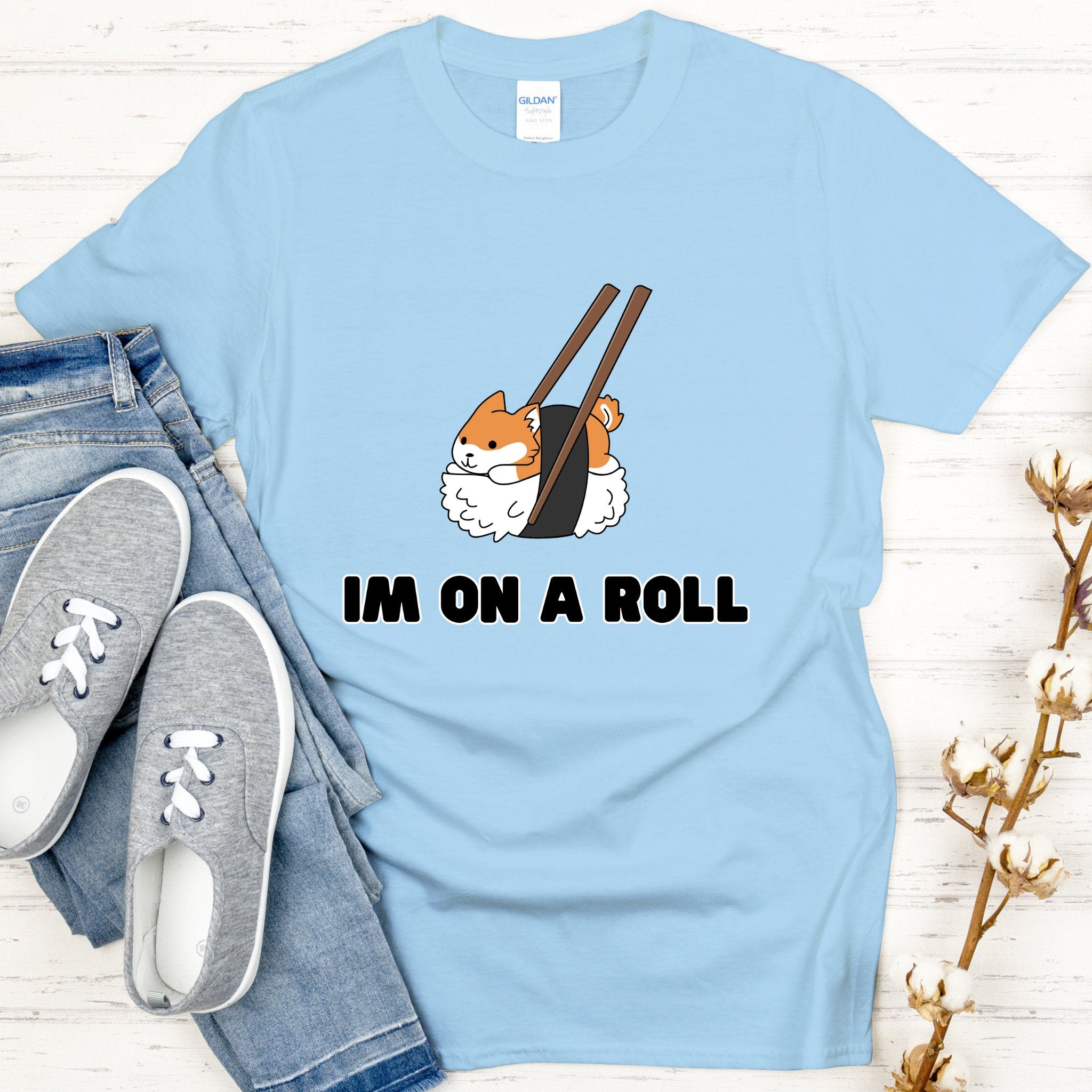 "I'm on a Roll" Sushi Shiba Inu T-Shirt