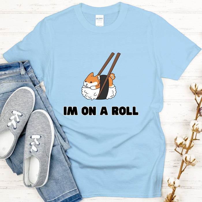 "I'm on a Roll" Sushi Shiba Inu T-Shirt