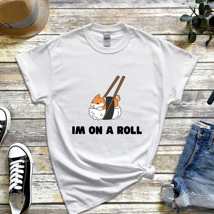 "I'm on a Roll" Sushi Shiba Inu T-Shirt