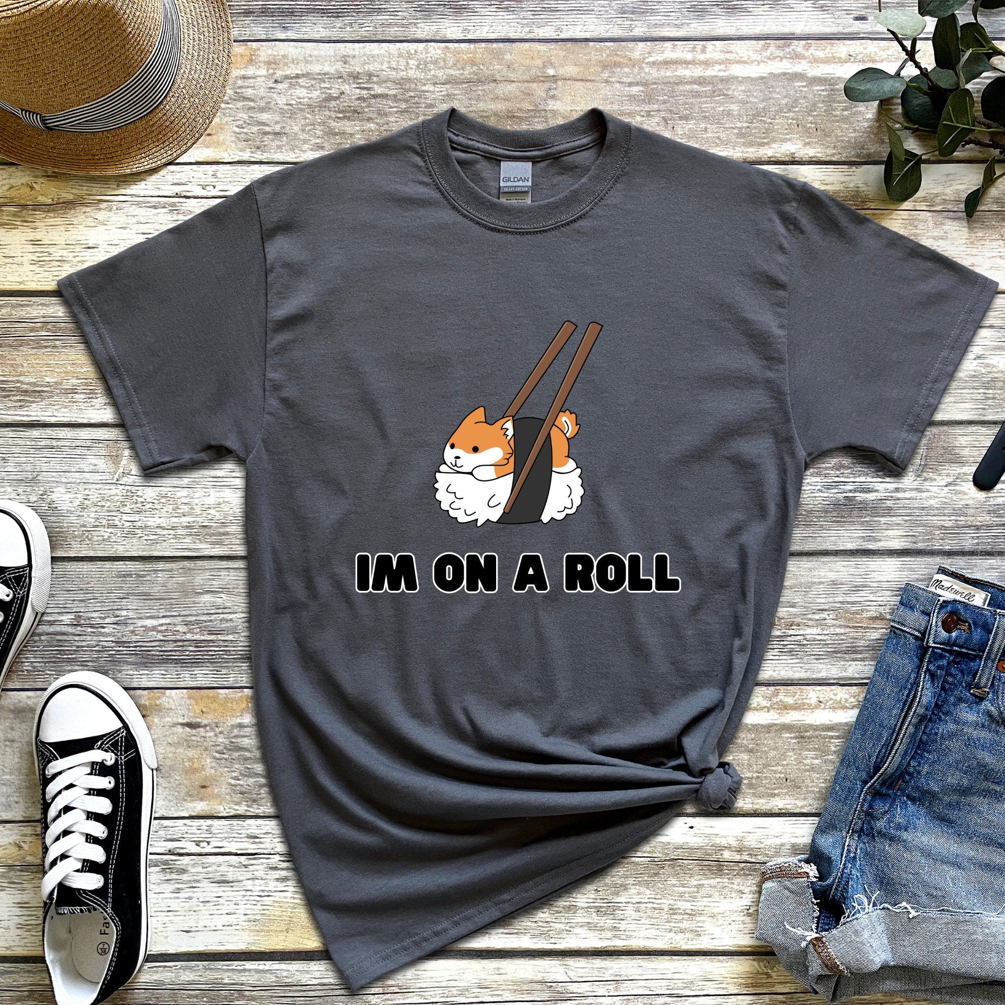 "I'm on a Roll" Sushi Shiba Inu T-Shirt