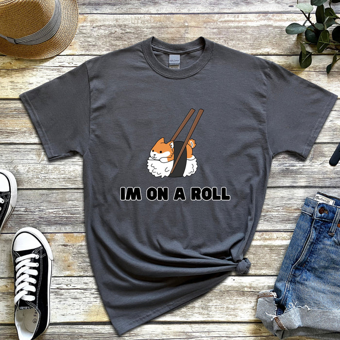 "I'm on a Roll" Sushi Shiba Inu T-Shirt