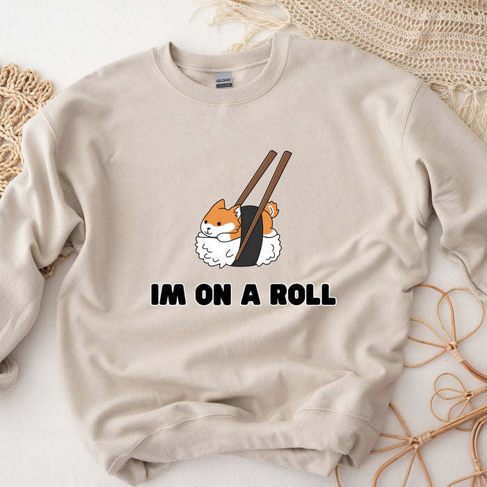 "I'm on a Roll" Sushi Shiba Inu Sweatshirt
