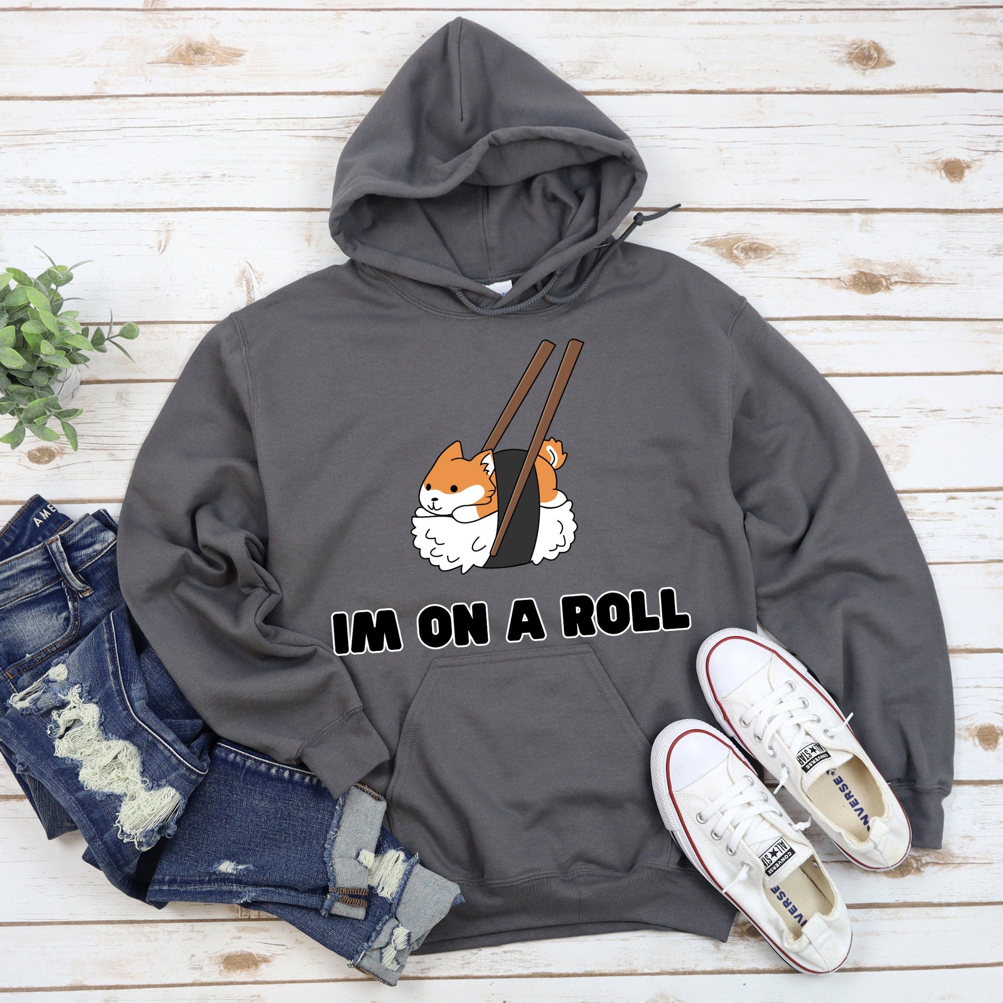 "I'm on a Roll" Sushi Shiba Inu Hoodie