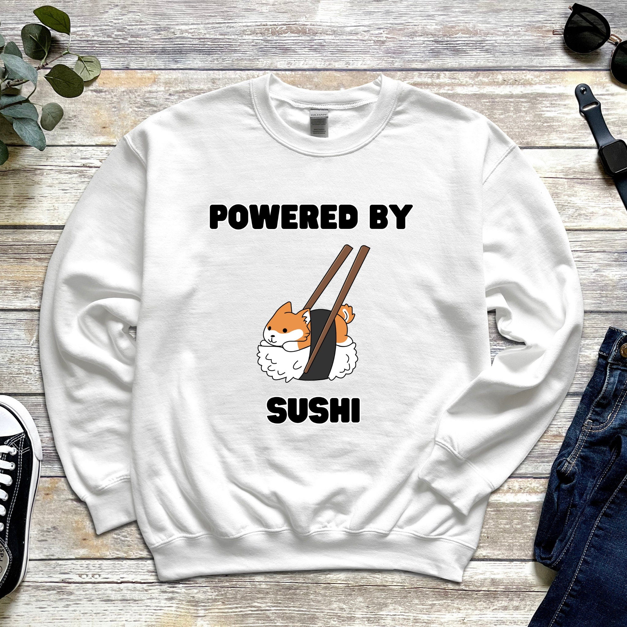 Powered by Sushi Shiba Inu Sweatshirt