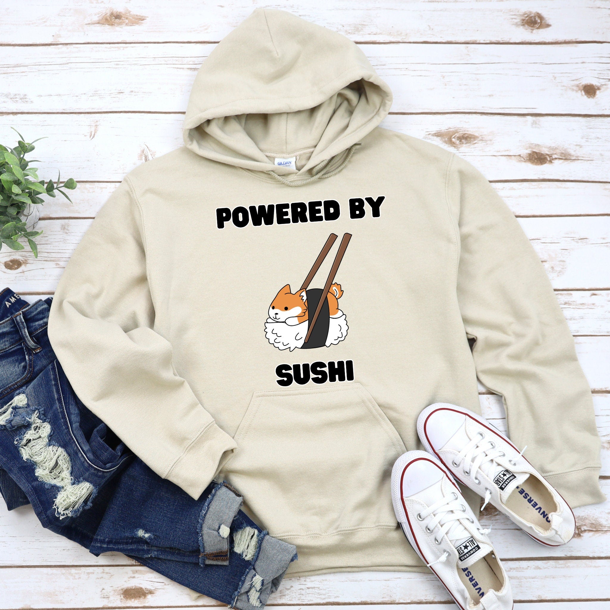 Powered by Sushi Shiba Inu Hoodie