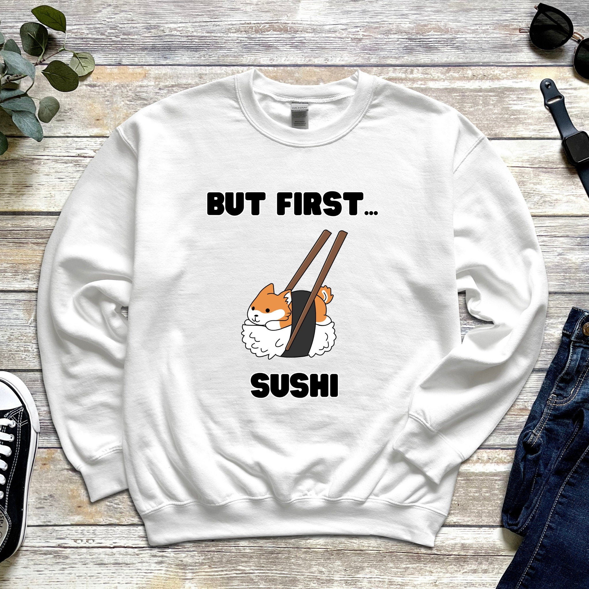 "But First Sushi" Shiba Inu Sweatshirt