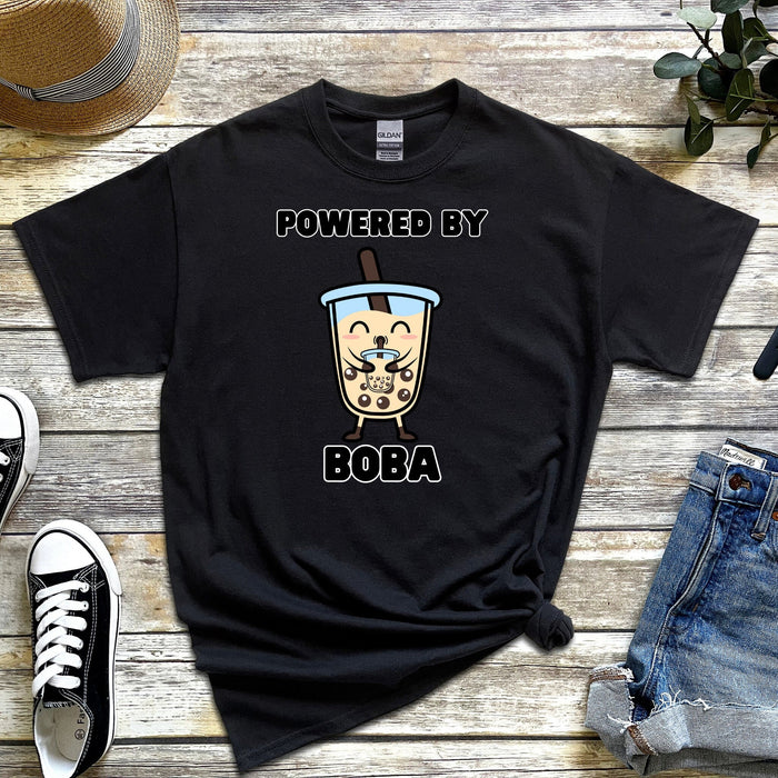 Cute Boba Drinking Boba Tea "Powered By Boba" Long Sleeve Shirt| Baby Adult Bubble Tea Taro Popping BubblesCoffee Lover Japanese