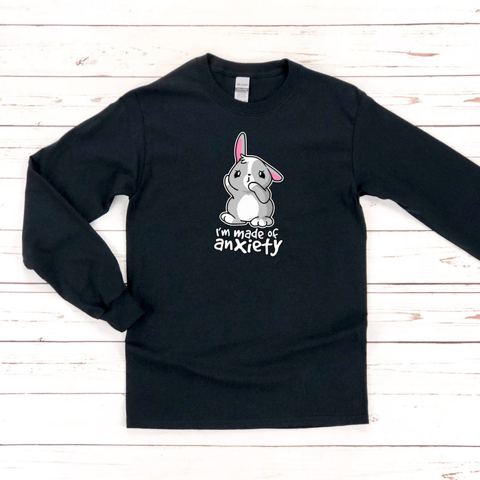 a black long sleeve shirt with an image of a rabbit on it