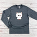 a gray shirt with a white dog on it