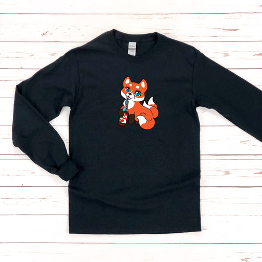 a black shirt with a red fox on it