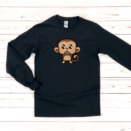 a black sweatshirt with a cartoon monkey on it