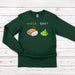 a green tshirt with sushi on it that says wasa bae?