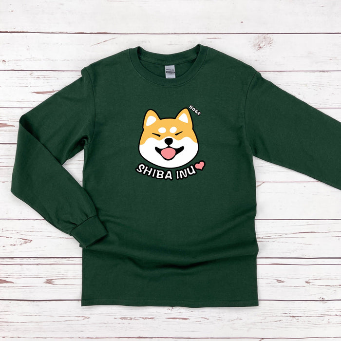 a green shirt with an image of a dog on it