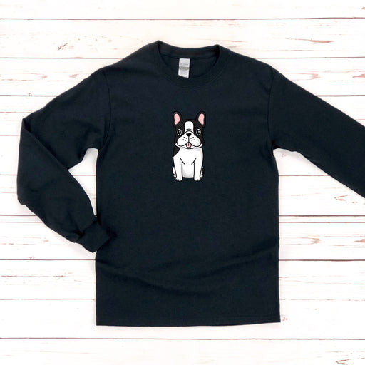 a black sweatshirt with a dog on it