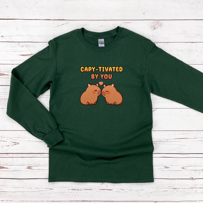 a green t - shirt with two brown bears saying capsy - tirated by